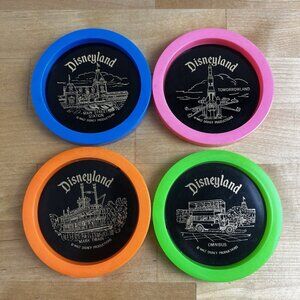 Vintage Disneyland Walt Disney Colorful Coasters Plastic Hong Kong Set of‎ 4